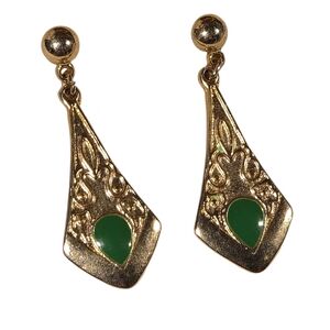 Elegant Gold and Green Dangle Earrings